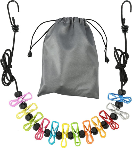 Retractable Portable Clothesline for Travel,Clothing line with 12 Clothes Clips, for Indoor and Outdoor Laundry Drying line,Outdoor Camping Accessories