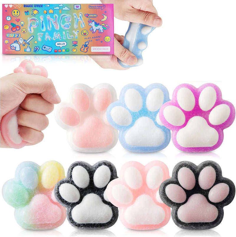 Beauenty 48PCS Halloween Mochi Squishies Toys Pumpkin Ghost Spider Toy for Kids Boys Girls Party Favors Halloween Treat Goody Bag Filler - cat paw