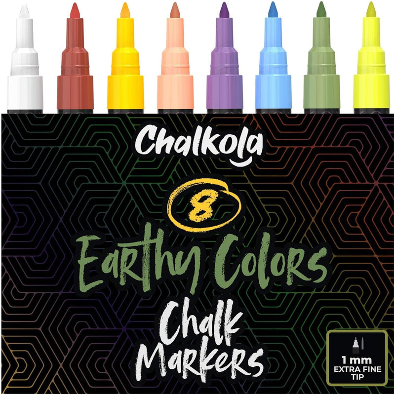 Chalkola 8 Pastel Liquid Chalk Markers for Chalkboard Signs, Blackboard, Window, Labels, Bistro, Glass, Car - Washable Wet Wipe Ink Chalk Board Markers, 6mm Reversible Tip Erasable Liquid Chalk Pens