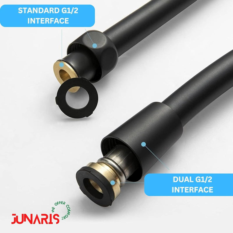 JUNARIS Handheld Bidet Sprayer Set for Toilet - شطاف تواليت Stainless Steel Shattaf with Premium Hose for Bathroom and Washroom | Chrome Shattaf Set Stainless Steel Hose (Classic)
