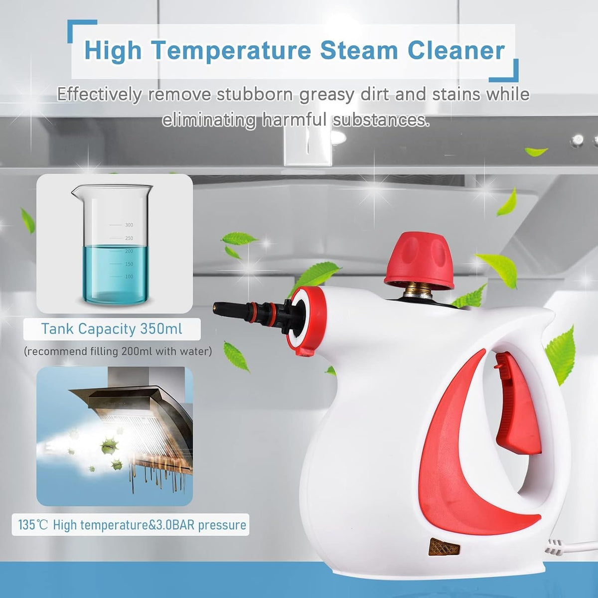KASTWAVE Handheld Steam Cleaner, High Temperature Pressurized Steam Cleaning Machine for Kitchen Sofa Bathroom Car (A) – image 2