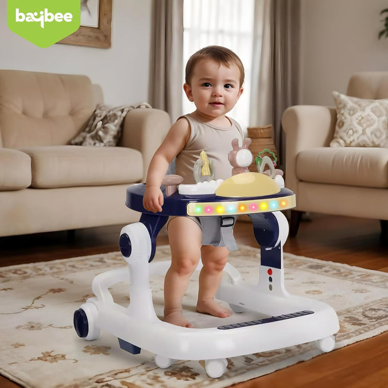 Baybee Berno 2 in 1 Baby Walker for Kids | Push Walker for Baby with 3 Adjustable Height, Lights & Musical | Baby Boy Girl 6 to 18 Months (Blue)
