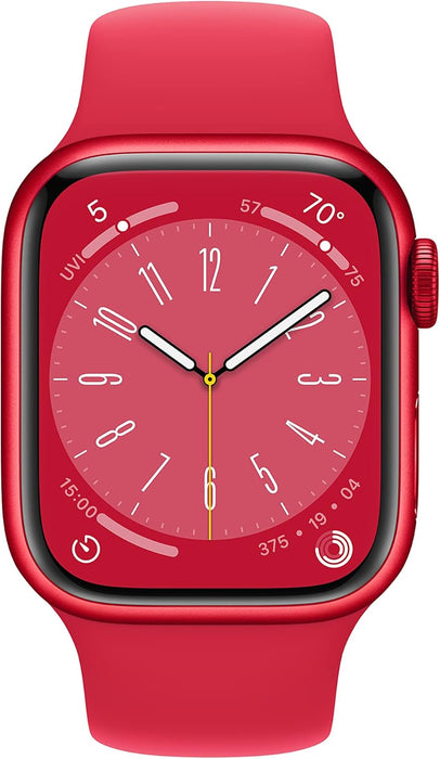 Apple New Apple Watch Series 8 (GPS 41mm) Smart watch - Midnight Aluminium Case with Midnight Sport Band - Regular. Fitness Tracker, Blood Oxygen & ECG Apps, Water Resistant (Renewed)