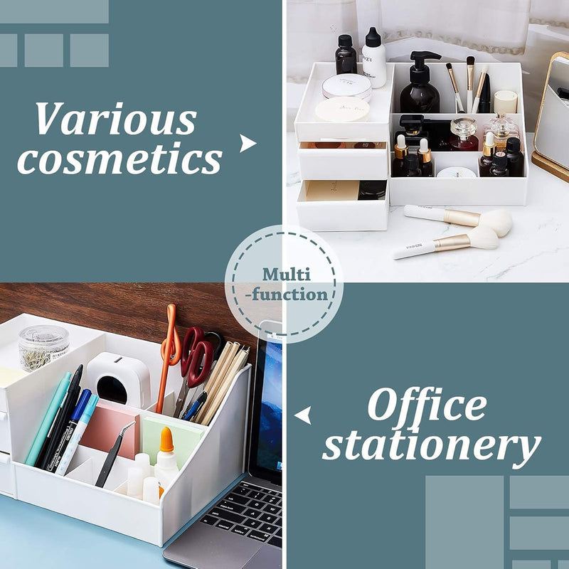 XaFaXa Makeup Organizer Jewelry Storage Box - Cosmetic Dresser Drawers Desktop Makeup Organizer Skin Care Jewelry Organizing Box,Suitable for Storage in Bathroom,Bedroom and Bedside Table (White)