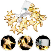 Rosy.Moment Ramadan Eid Moon-Star String Lights, 6.5 Feet 20 LEDs Eid Mubarak Palace Lantern Lamp for Islamic Indoor Outdoor Home Garden Decoration (Warm White) Battery operated