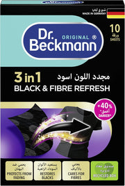 3 in 1 Black&Fibre refresh Sheets, Restores and protects faded black garments, Smoothens rough fibres, Easy to use, DIY, Laundry Cleaning Essentials, 10 Sheet - Dr.Beckmann 10 Sheets