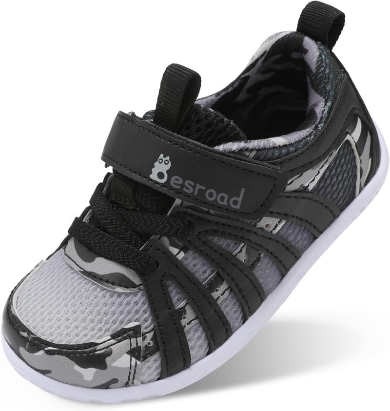 L-RUN Toddler Boys Girls Sneakers Kids Breathable Walking Shoes Barefoot Strap Non-Slip Sole Tennis Shoes