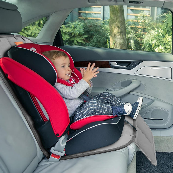 Smart elf Car Seat Protector, 2Pack Seat Protector Protects Child Seats with Thickest Padding and Non-Slip Backing Mesh Pockets for Baby and Pet, Black