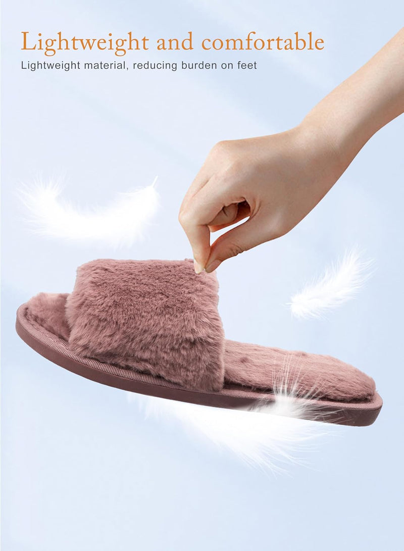 URbazaar Women‘s House Slippers Faux Fur Fashion Warm Shoes Woman Slippers Comfortable Home Furry Slippers,Lightweight Non Slip House Slippers For Cozy Indoor Outdoor