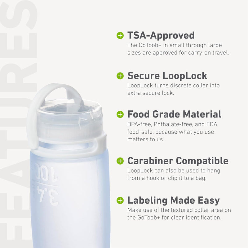 humangear GoToob, Small Parent, Humangear Gotoob+ Silicone Travel Bottle With Locking Cap, Small (1.7oz)