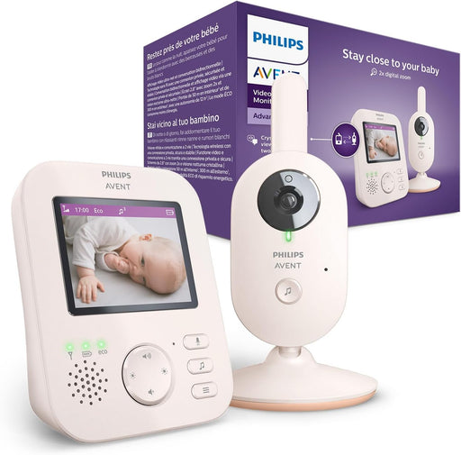 Philips AVENT Philips Baby Monitor with Camera Advanced - DEKRA Certified Private and Safe - 2.8 Inch Display, x2 Zoom, Infrared Night Vision, Lullabies (Model SCD881/26)