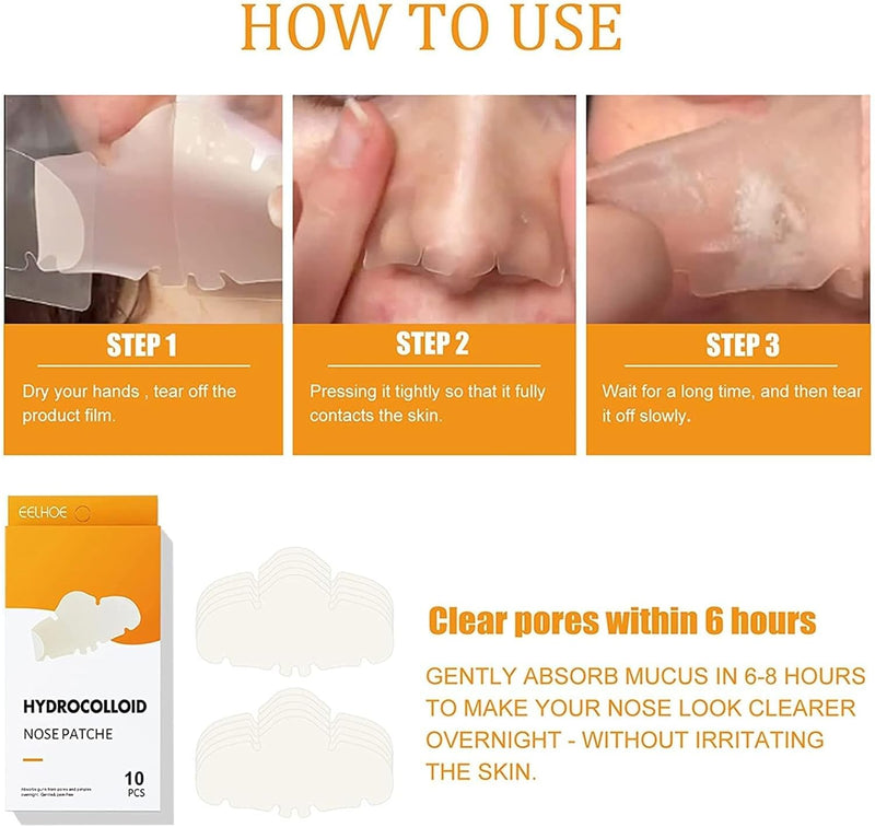 Bolivia's Nose Strips, 10 Count Nose Patch, Blackhead Patches Nose for Pimples, Zits and Oil, Hydrocolloid Patches Nose with Instant Blackhead Removal and Pore Unclogging