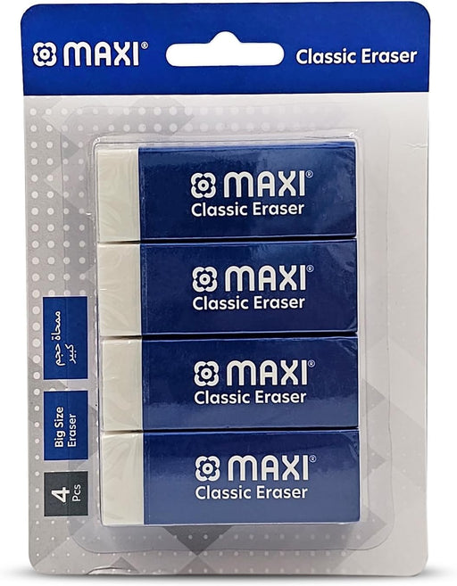 Maxi Classic Dust Free Eraser Big Pack of 4pc Blister For erasing performance for School, Office and Home
