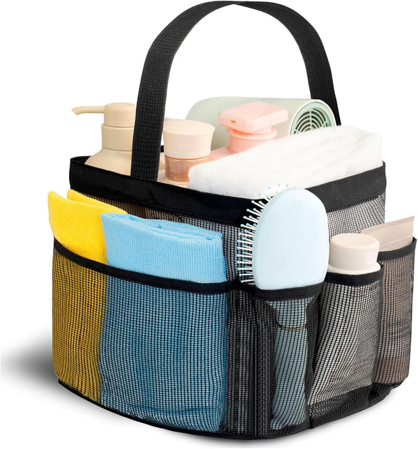 ROUNY Mesh Shower Caddy Portable for College Dorm Room Essentials, 7-Pocket Large Capacity Shower Bag, Hanging Caddy Dorm Basket with Handles for Toiletry, Bathroom, Camp, Beach, Swimming, Gym