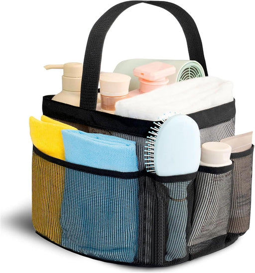 ROUNY Mesh Shower Caddy Portable for College Dorm Room Essentials, 7-Pocket Large Capacity Shower Bag, Hanging Caddy Dorm Basket with Handles for Toiletry, Bathroom, Camp, Beach, Swimming, Gym