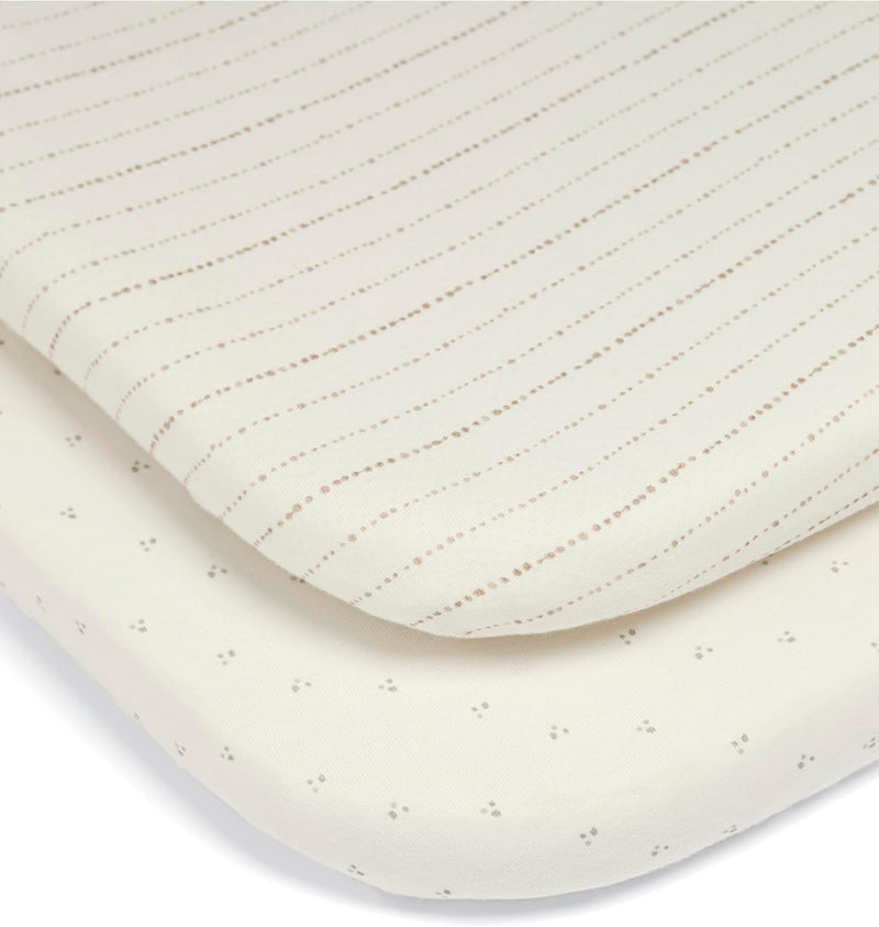Mamas & Papas 2 Lua Crib Fitted Sheets, White (W 50 x L 87 x D 4cm)