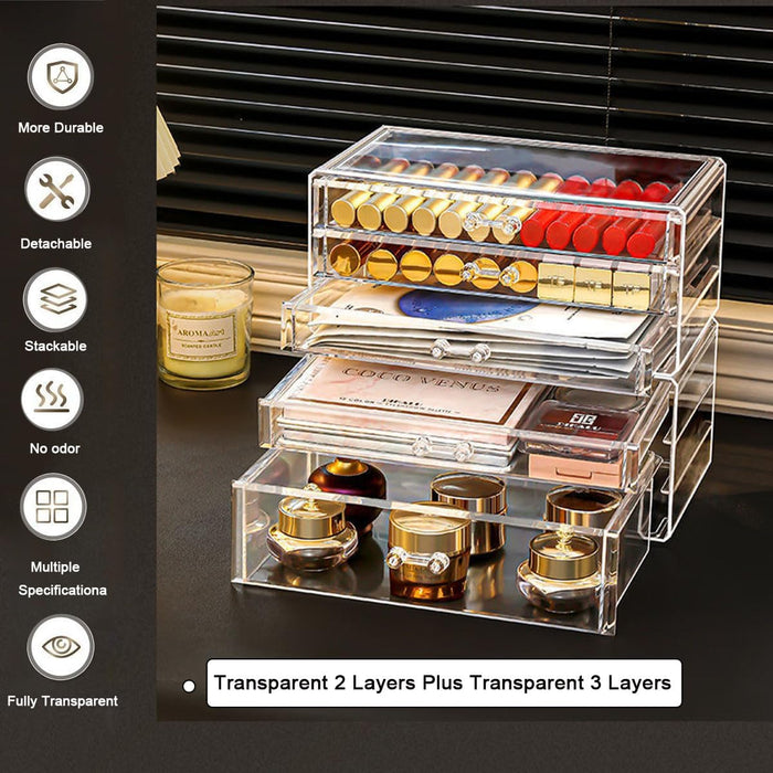BAOLY Clear Acrylic Makeup Organizer Drawer, Modern, Minimalist, Transparent