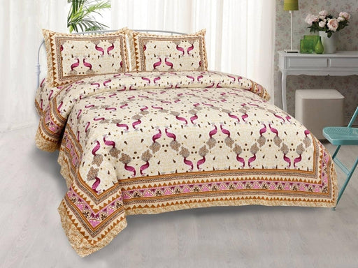 SUFAYA FAB Printed Indian Sanganer Royal Cotton Premium Big Size Bedsheets for Modern Look(100x100) inches with Two Pillow (18x28)
