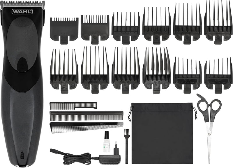 Wahl Haircut & Beard Grooming Kit, Rechargeable Hair Clipper, 12 Comb Attachments, Detachable And Rinsable Blades, 09639-827