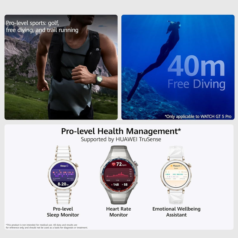 WATCH GT5 Pro 42 mm Smartwatch, Sharp-Edged Design, upto7 Days Battery Life, Pro-level Sports Watch, iOS & Android Compatible, 3 Months HUAWEI Care+, White Ceramic