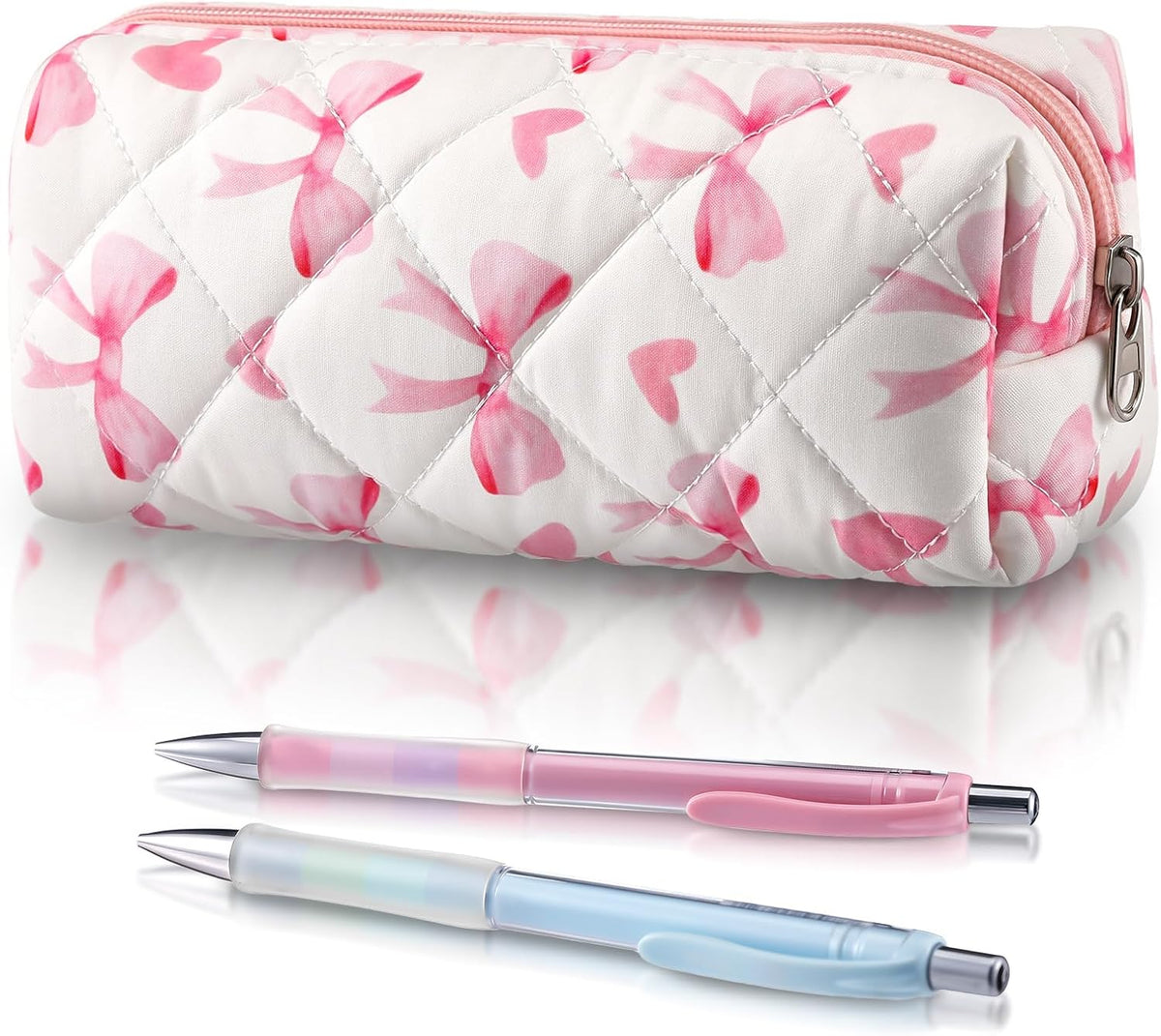 Sherr Coquette Bow Pencil Case Pink Bow Cute Pencil Pouch Soft Cotton Storage Bag Aesthetic Pattern Gift Makeup Pouch Cosmetic Travel Bag for Women – image 2
