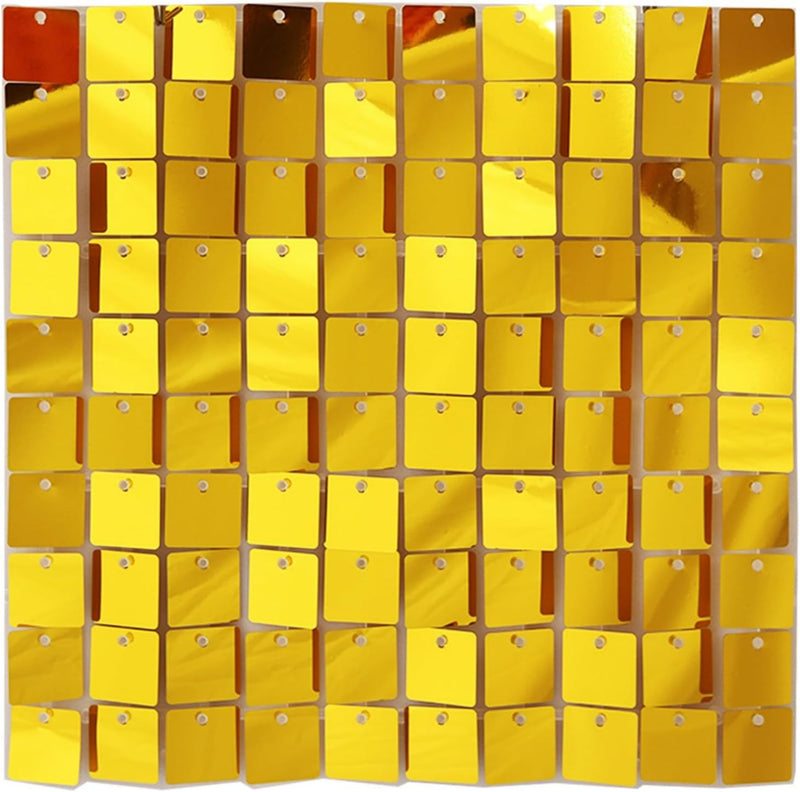 AM ANNA Gold Shimmer Wall Backdrop for Party, Gold Sequin Backdrop,Gold Glitter Wall Backdrop 30 Pieces,Square Glitter Wall Panels Shimmer Backdrop Valentine's Day Decoration, Birthdays, Weddings