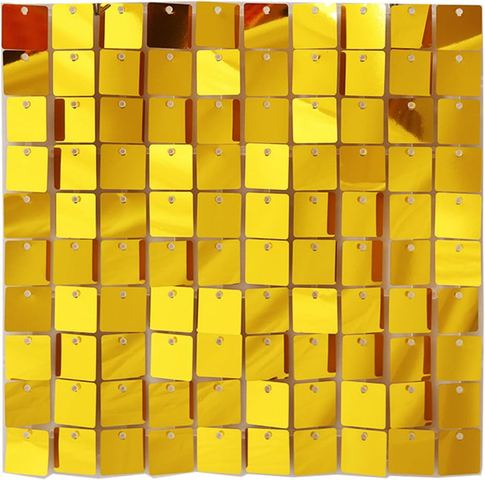 AM ANNA Gold Shimmer Wall Backdrop for Party, Gold Sequin Backdrop,Gold Glitter Wall Backdrop 30 Pieces,Square Glitter Wall Panels Shimmer Backdrop Valentine's Day Decoration, Birthdays, Weddings