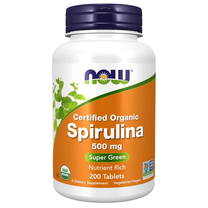 Now Foods Organic Spirulina, Super Green, 500Mg, 200 Tablets