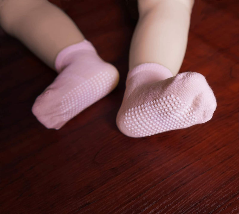 CozyWay Non-Slip Socks with Grippers - Ankle Style for Little Girls and Boys, Infants, Toddlers, Children