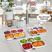 Stainless Steel Bento Box Tray Lunch Box - 2 Pack Snack Boxes & Bento Trays 5 Compartments for Kids Adult School, Lunch, Restaurant