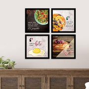 kotart Engineered Wood Photo Frames For Kitchen And Restaurant Wall Decoration - Food Quotes Decor Poster With Frame (11 Inch X 11 Inch, Multi) Design-2, Square)