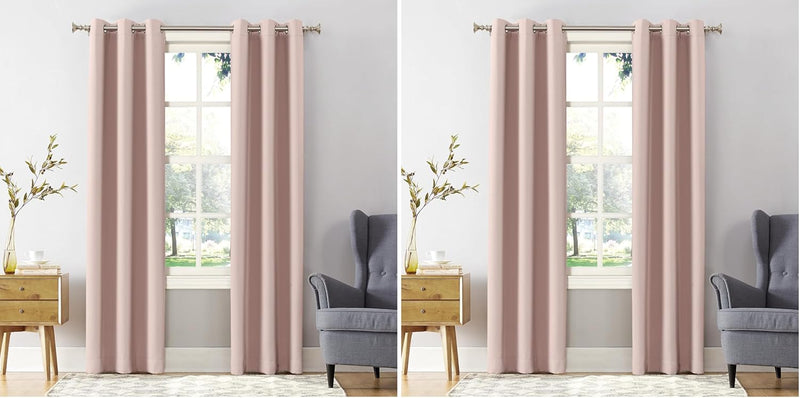 Sun Zero Easton Blackout Energy Efficient Grommet Curtain Panel, Pearl , 40" x 120" , 57796 - Blush Pink 101.6W x 274.3L cm (1 Panels) (Pack of 2)