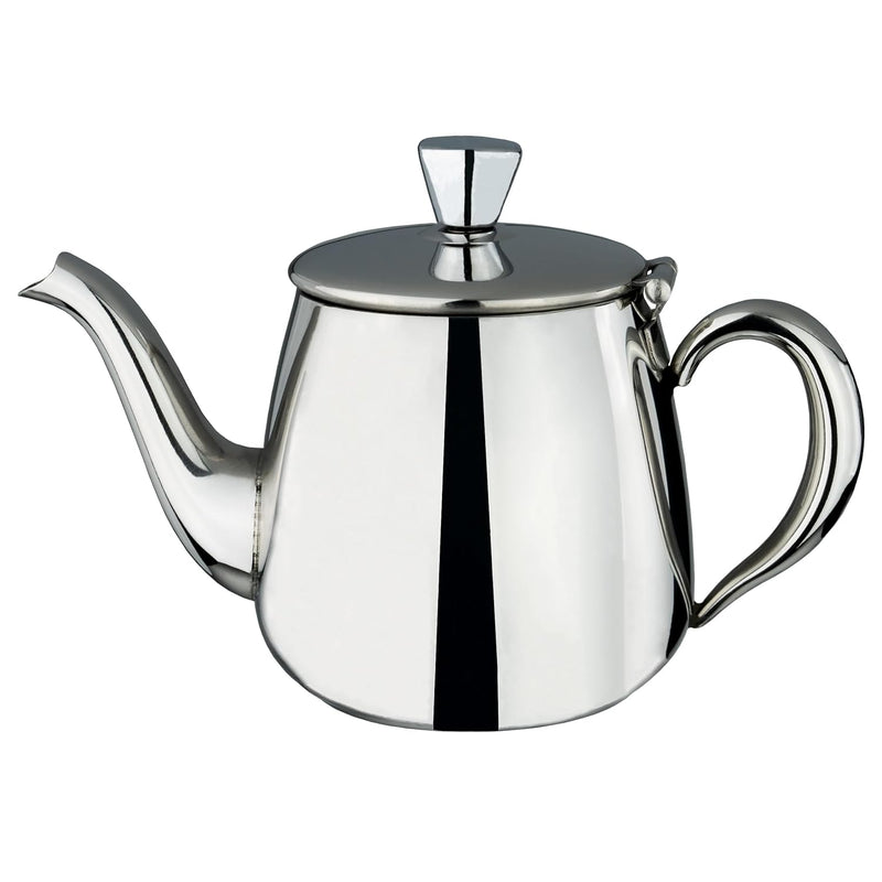 CafÃ© OlÃ© Premium Tea Pot, 18/10 Stainless Steel, Mirror Polished, 13oz, Stay Cool Hollow Handles, Perfect Pour Spout