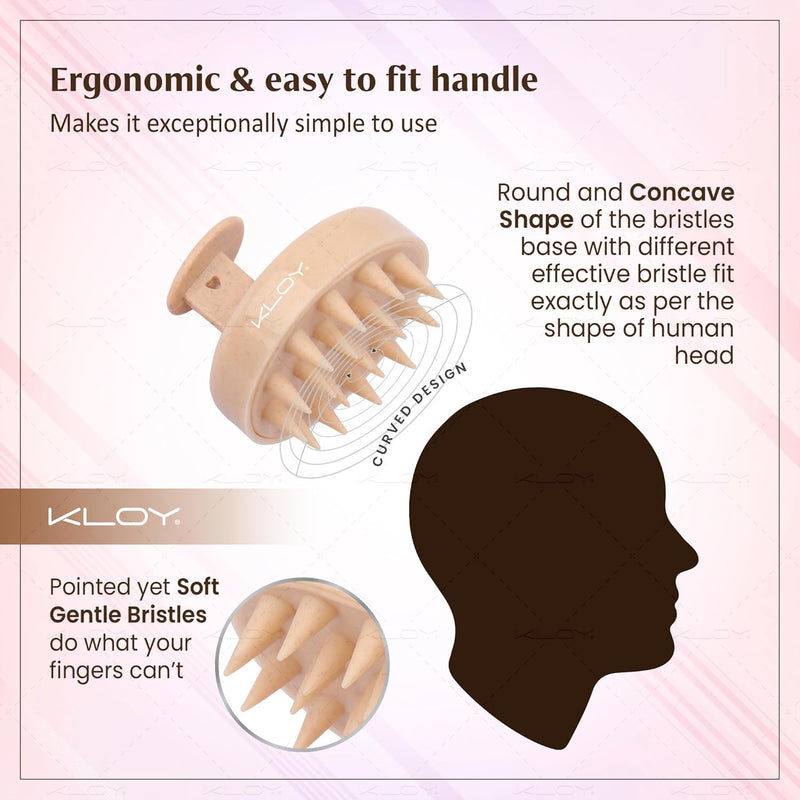 KLOY Round Hair Scalp Manual Massager Shampoo Hair Brush, Super Soft Bristles for Exfoliating, Anti-Dandruff (Texture Beige)