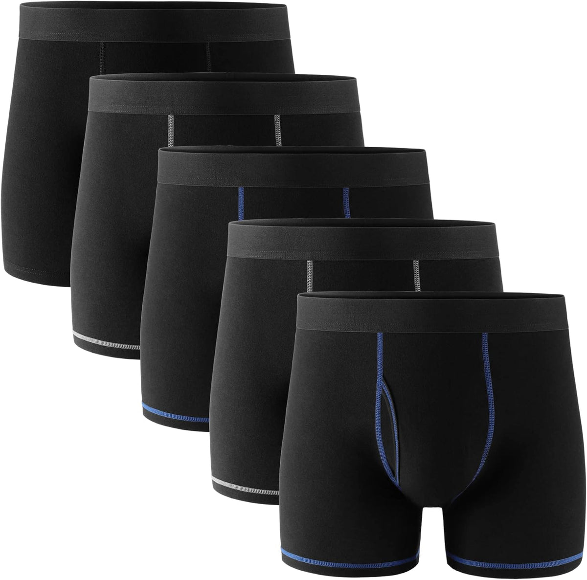 Mens Underwear Cotton Boxer Briefs with Fly 5 Pack – image 1