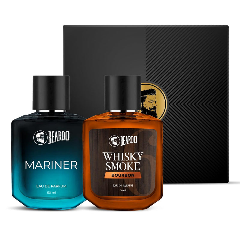 Beardo Whisky Smoke Bourbon & Mariner Perfume Combo 50ml | Long Lasting for Men | Oriental, Woody, Leathery | Fresh, Aqua Notes | Gift Set for Valentine's Day