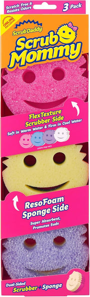 Scrub Mommy - Dish Scrubber + Non-Scratch Cleaning Sponges Kitchen, Bathroom + Multi-Surface Safe - Dual-Sided Dish Sponges for Scrubbing + Wiping Spills (3 Count) - Online Exclusive - 3 Count (Pack of 1) Exclusive Scrub Mommy