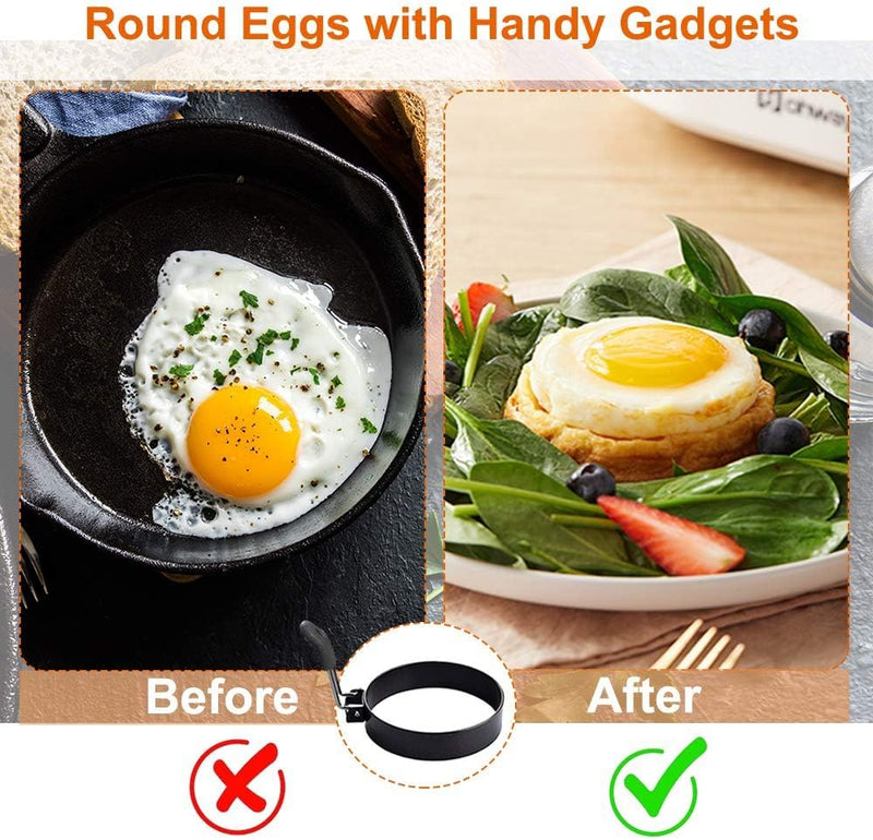 Large Non Stick Egg Ring Set, Round Circle Cooker Shaper For Fried Mcmuffin Pancake Sandwiches Stainless Steel Maker Molds Set 3.54"