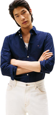 Mens Long Sleeve Oxford Shirts in Regular Fit, Men's Button Down Shirts, Also Available in Big and Tall - Preppy Navy / Desert Sky Solid