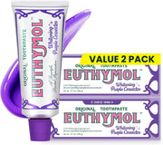 Euthymol Purple Whitening Toothpaste for Yellow & Sensitive Teeth Violet Tone-Up Formula, Instantly Brightens, 24H Stain Defense, Long-Lasting Fresh Breath (Pack of 2) - 3.7 Ounce (Pack of 2)