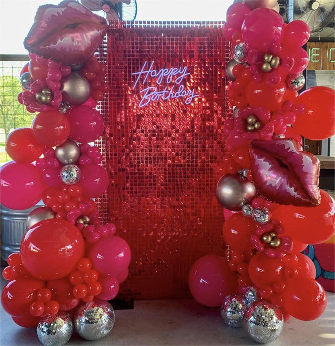 LuoluoHouse Red Shimmer Wall Panel Glitter Sequin Backdrop Panel of 24 Shiny Backdrop for Party Event Background Foil Back Drop