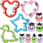 11Pcs Stainless Steel Sandwich Cookie Cutters Set Mini Vegetable Fruit Cutters Food Grade Cookie Cutter Mold for Kids Food Decoration Tools for Kitchen