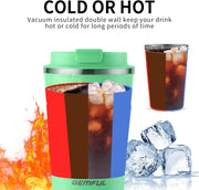 GEMFUL Travel Coffee Mug Stainless Steel Vacuum Ice and Hot Drinks Insulated Tumbler for Home Office Outdoor Works, 380ml, Pink
