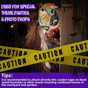 Tiokkss Halloween Caution Tape - Black and Yellow Hazard Warning Adhesive Barricade Tape for Outdoor Decorations and Zombie Party Props