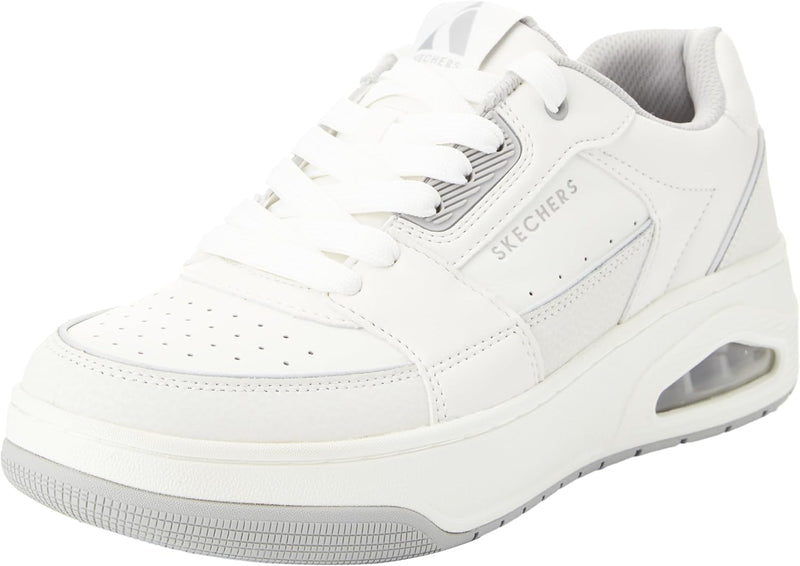 uno court mens Sneaker - White Leather Duraleather Grey Trim