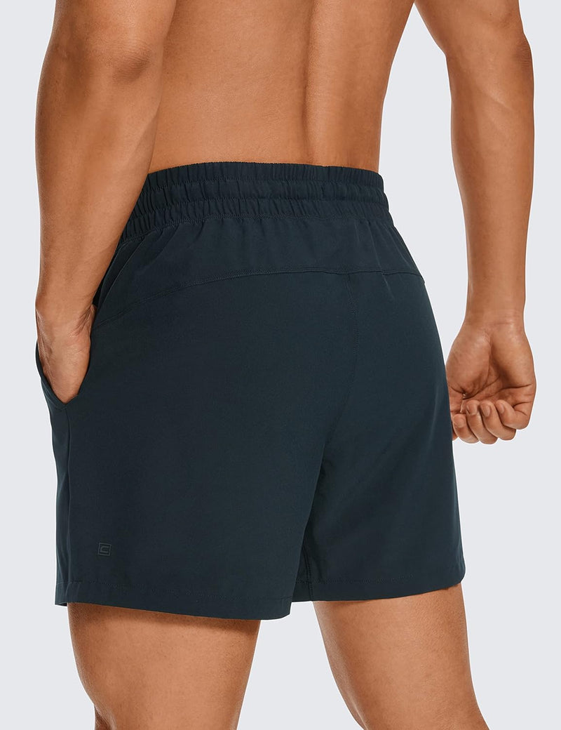 CRZ YOGA Men's Linerless Workout Shorts - 5'' Lightweight Quick Dry Running Sports Athletic Gym Shorts with Pockets
