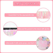 Kate Shimmer Wall Backdrop Iridescent Pink Square Sequin Wall Panel Backdrop Decor for Wedding, Anniversary, Birthday, Party, 12 Panels