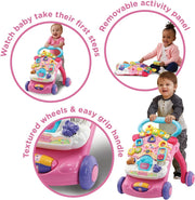 Vtech First Steps Baby Walker Pink With Blue Handle