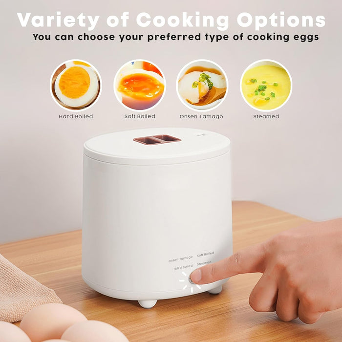 KASTWAVE Rapid Egg Cooker - Electric With Auto Shut Off and Alarm, Mini for Steamed, Hard Boiled, Soft Boiled Eggs and Onsen Tamago - Boiler for Home Kitchen
