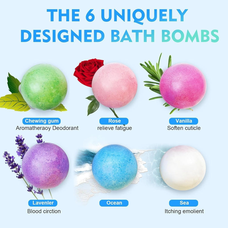 LIMOS Bath Bombs Gift 6 Pack, Large Organic & Natural Essential Oil Handmade Set Moisturize Dry Skin